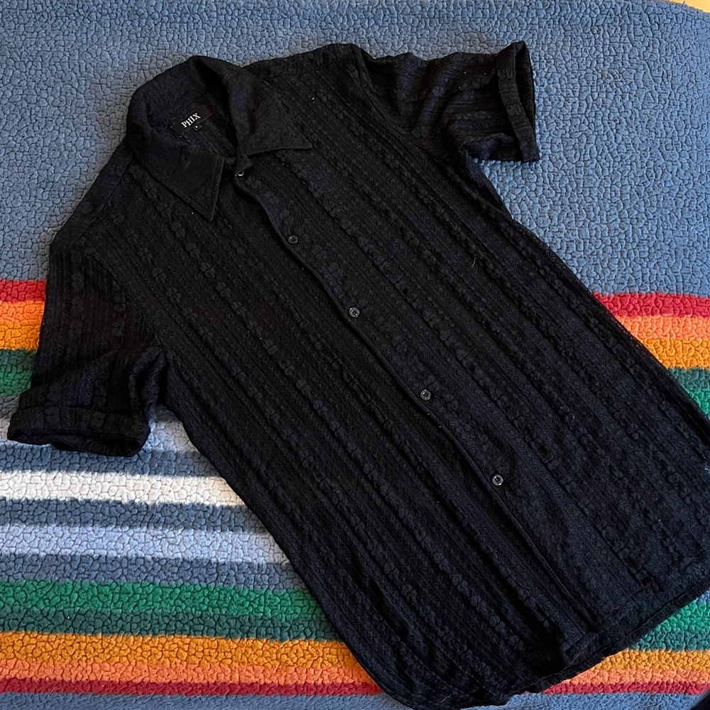 P.H.I.X. Black Crotchet Button-up Shirt